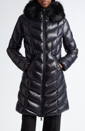 Moncler Fulmarus Hooded Down Puffer Jacket with Removable Faux Fur Trim in Black at Nordstrom, Size 6