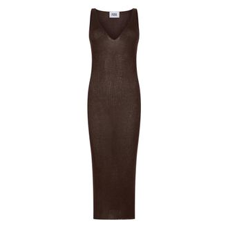 Alpha Studio Knitted Dresses, female, Brown, Size: XS Midi Dress in Knit