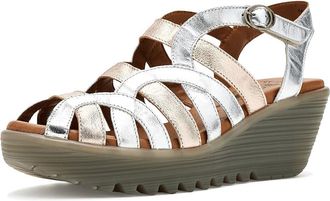 FLY London Lemy397fly Womens Sandals Silver/Sahara : EU 41 (US Womens 10-10.5) M, Leather