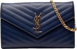 Saint Laurent Pre-owned Cross Body Bags, female, Blue, Size: ONE SIZE Pre-owned Wallet on Chain