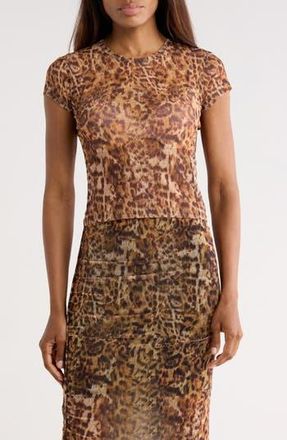 AllSaints Ellie Mesh T-Shirt in Evia Golden Brown at Nordstrom Rack, Size 12 Us / 16 Uk