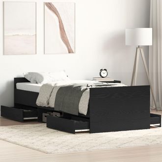 Berkfield Home Bed Frame without Mattress Black Oak 75x190 cm Engineered Wood