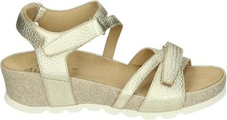 Durea Gouden Sandaal met Uitneembaar Voetbed - Dames - Sleehakken - Beige - 40 1/2 EU - Leer - Schoenen