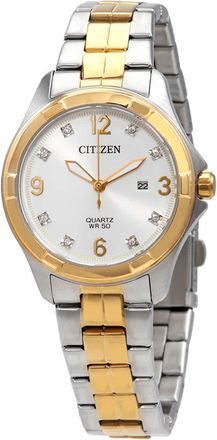 Citizen Quartz Crystal White Dial Two-tone Ladies Watch EU6084-57A