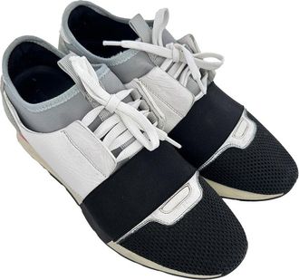 Balenciaga Womens Leather Race Runner Sneaker (Authentic Pre-Loved)