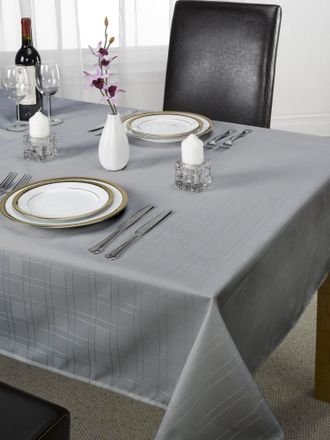 Emma Barclay Chequers - Jacquard Table Cloth in Silver - 70x108 (178x274cm) - Emma Barclay | TJ Hughes