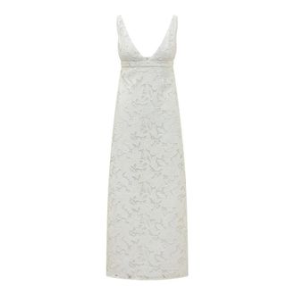 Michael Kors Maxi Dresses, female, White, Size: 2XS Corded Floral Lace Maxi Dress