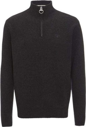 Barbour Mens Essential Lambswool Half Zip Jumper - Charcoal Grey (XL)