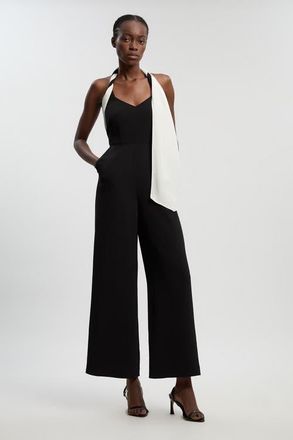 Karen Millen Soft Tailored Halter Neck Jumpsuit in Mono at Nordstrom, Size 4
