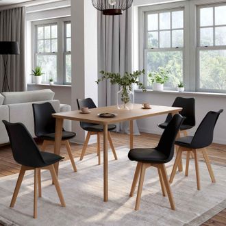 IDMarket Lote De 6 Sillas De Comedor Escandinavas Sara Negras
