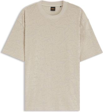 BOSS Floral-jacquard T-shirt in a cotton blend