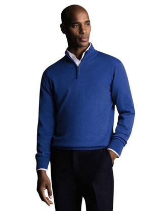 CHARLES TYRWHITT Merino Zip Neck Sweater