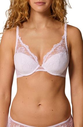 Simone P&eacute;r&egrave;le Intrigue Floral Embroidered Triangle Bra in White at Nordstrom, Size 36B