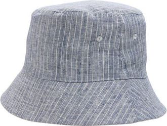 Open Edit Stripe Slub Chambray Bucket Hat in Navy at Nordstrom, Size Large