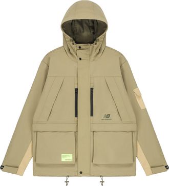 New Balance Mens New Balance Multiple Pockets Woven Hooded Jacket Khaki AMJ21356-TCO