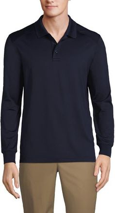 Lands End School Uniform Long Sleeve Rapid Dry Polo Shirt in Classic Navy at Nordstrom, Size Medium