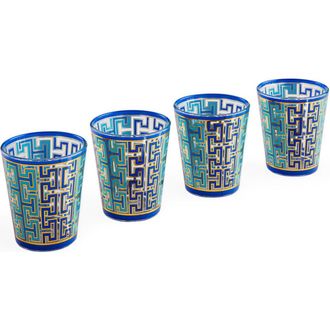 Jonathan Adler Madrid Glassware Set in Blue /Gold at Nordstrom