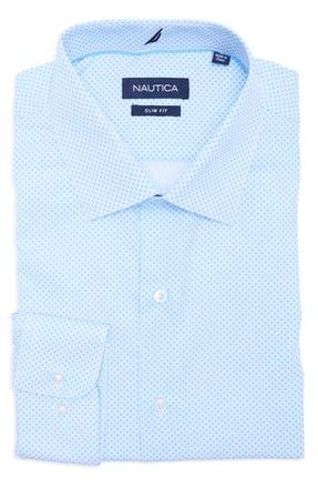 Nautica Slim Fit Geo Print Dress Shirt in Light Blue at Nordstrom Rack, Size 15.5 - 34/35