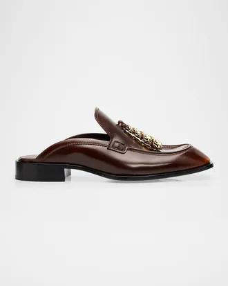 Loewe Edge Leather Loafer Mules