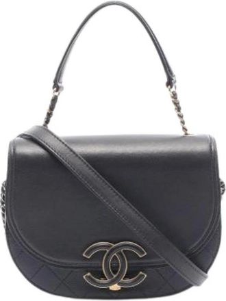 Chanel Pre-owned Vintage Schoudertas - Dames - Vintage Handtas - Zwart - ONE Size - Leer - Vintage