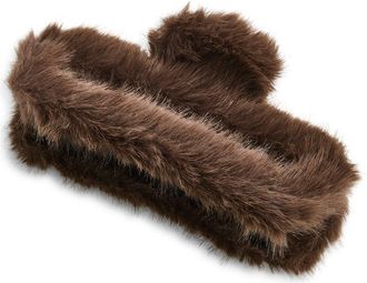 Tasha Faux Fur Jaw Clip in Brown at Nordstrom