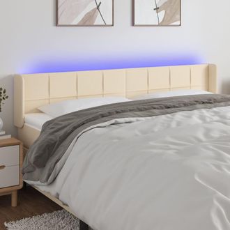 vidaXL Cabecero Con Led De Tela Crema 183x16x78/88 Cm Vidaxl