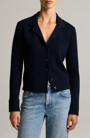 Vince Double Face Notch Collar Cardigan in Coastal at Nordstrom, Size Xx-Small