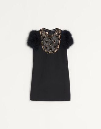 Valentino Embroidered Crepe Couture Short Dress Wo