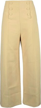 Suncoo Wide-Leg Trousers with High Waist and Button Details