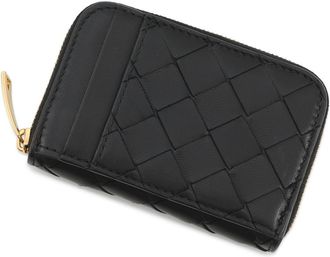 Bottega Veneta Intrecciato Black Leather Coin Purse/Coin Case (Pre-Owned)