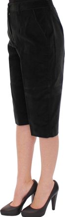 Dolce & Gabbana Womens Dark Green Cotton Shorts Pants Black Elastane