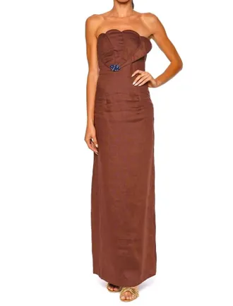 Azulu Bianca Maxi Dress In Umber Brown