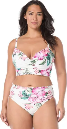 Coco Reef Lavish Crop Swim Top D-Cup in White Mlti at Nordstrom, Size 36