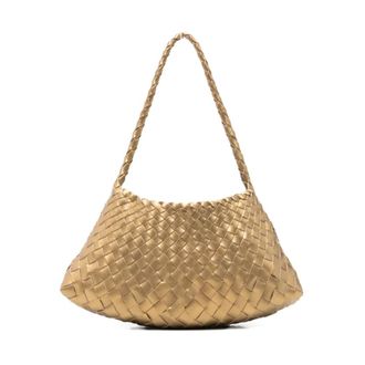 Dragon Diffusion Shoulder Bags, female, Yellow, Size: ONE SIZE Rosana Woven Leather Tote Bag