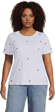 Lands End Supima Cotton Crew Neck T-Shirt in Football Embroidery/white at Nordstrom, Size 3X