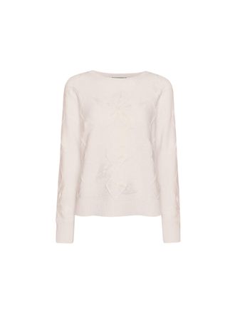 Elena Miro Floral Boatneck Viscose-Blend Sweater