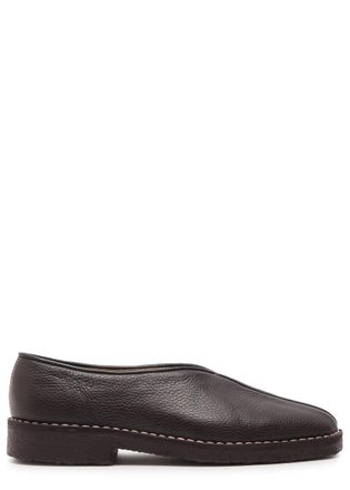 Christophe Lemaire Piped Grained Leather Slippers - Brown - 41 (IT41/ UK8)
