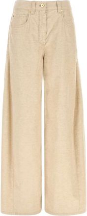 Brunello Cucinelli Dyed Pants - Dames - Wijde Broeken - Beige - S - Broeken