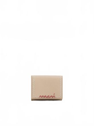 Marni Womens Tumbled Leather Folded Wallet In Beige