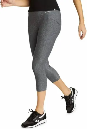 Eddie Bauer Trail Tight High Rise Capri Pants In Heather Gray