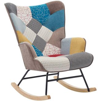 Vente-Unique Vente-unique - Poltrona a dondolo in Tessuto chin&eacute; patchwork Multicolore - elmina ii