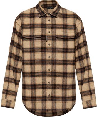 Dsquared2 checkered shirt - men - Polyester/Other fibres/Wool - 48 - Brown
