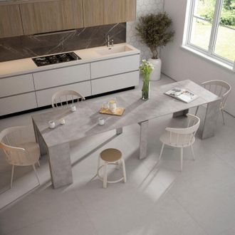 Skraut Home Consolle allungabile, Tavolo consolle allungabile, 300, Per 14 persone, Tavolo da pranzo, Stile moderno, Cemento - Skraut Home