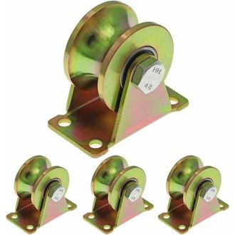 OEM Juego De 4 Ruedas De Acero Galvanizado Para Puertas Correderas - Capacidad De Carga 300 Kg - Ranura En U - Compatible Con Tubos Redondos De 19 Mm -cre
