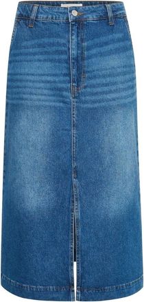 Part Two Blauwe Denim Rok met Voorspleet - Dames - Spijkerrokken - Blauw - XL - Denim - Rokken