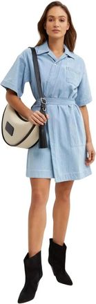 Kenzo Denim Wrap Mini Jurk - Dames - Shirt Kleedjes - Blauw - S - Denim - Kleedjes