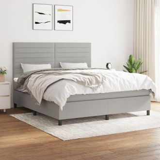 vidaXL Vidaxl - Cama Box Spring Con Colch&oacute;n Tela Gris Claro 160x200 Cm