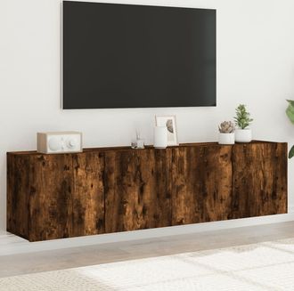 vidaXL Muebles Para Tv De Pared 2 Unidades Roble Ahumado 80x30x41 Cm Vidaxl