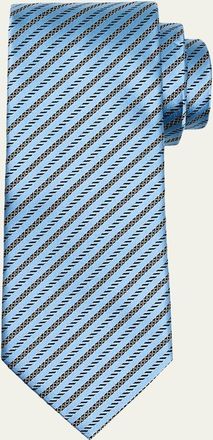 Ermenegildo Zegna Mens Satin Micro-Stripe Silk Tie