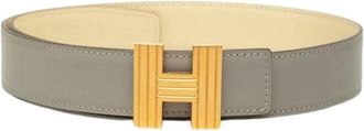 Herm&egrave;s Pre-owned H Buckle Riem - Dames - Vintage Accessoires - Grijs - ONE Size - Leer - Vintage